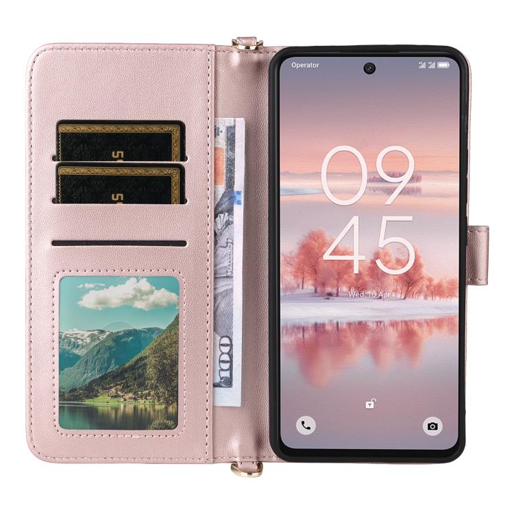 For TCL 60 NxtPaper Multifunctional 6-Card Slots Leather Phone Case with Wrist Strap
