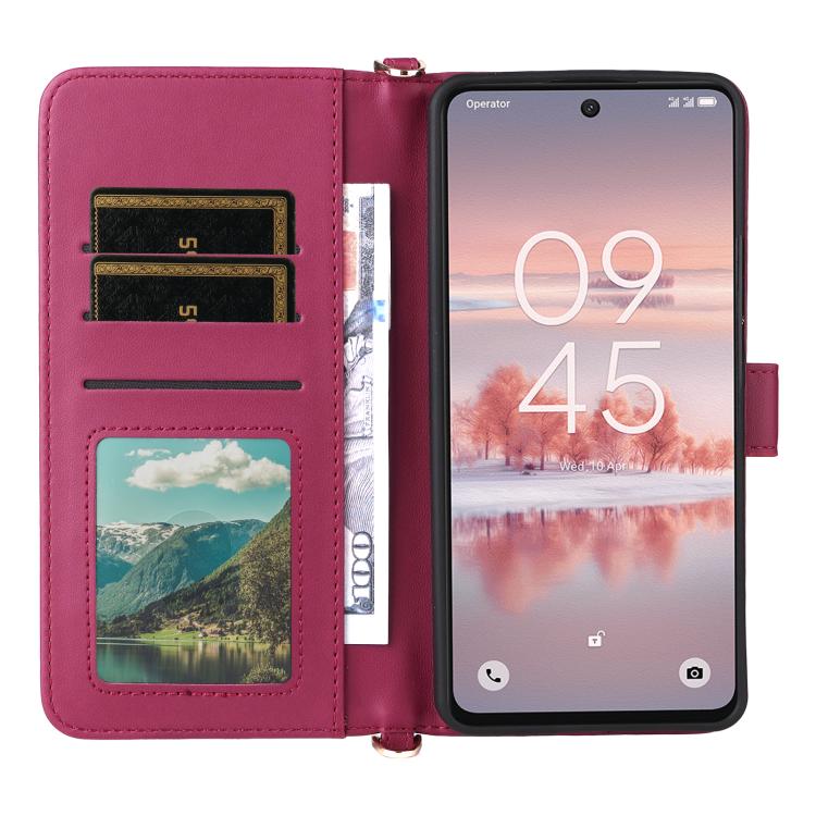 For TCL 60 NxtPaper Multifunctional 6-Card Slots Leather Phone Case with Wrist Strap