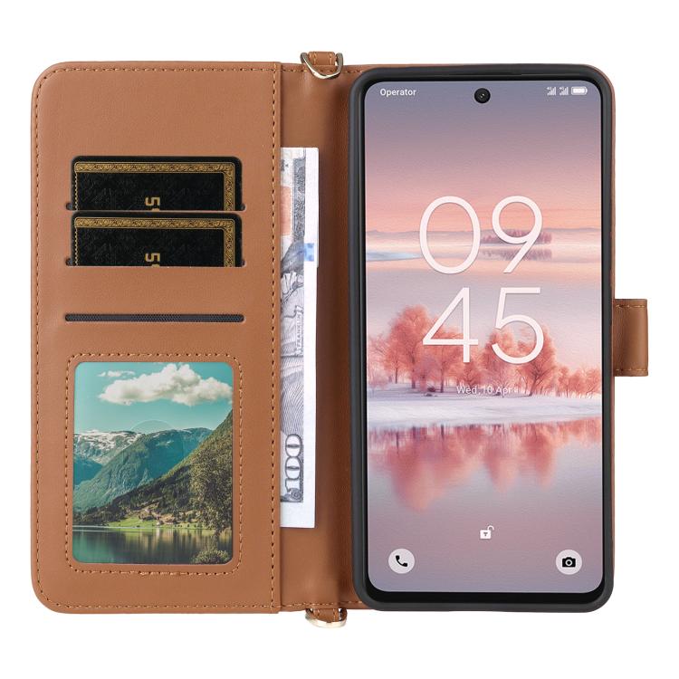 For TCL 60 NxtPaper Multifunctional 6-Card Slots Leather Phone Case with Wrist Strap