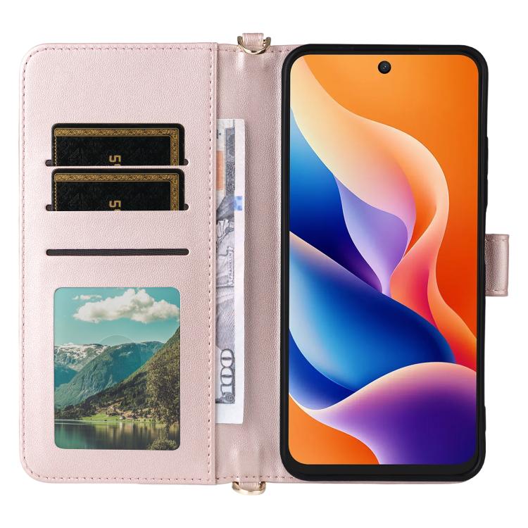 For TCL 605 / 60 SE Multifunctional 6-Card Slots Leather Phone Case with Wrist Strap