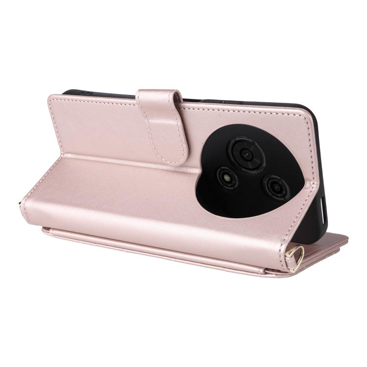For TCL 605 / 60 SE Multifunctional 6-Card Slots Leather Phone Case with Wrist Strap