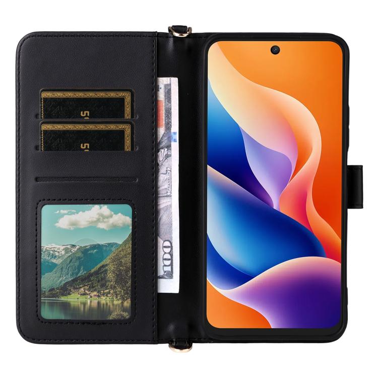 For TCL 605 / 60 SE Multifunctional 6-Card Slots Leather Phone Case with Wrist Strap