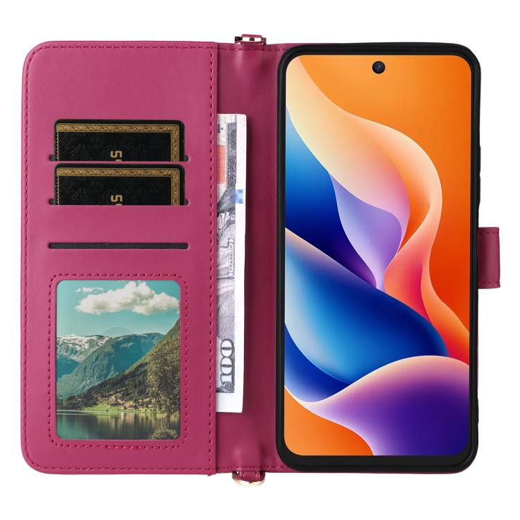 For TCL 605 / 60 SE Multifunctional 6-Card Slots Leather Phone Case with Wrist Strap