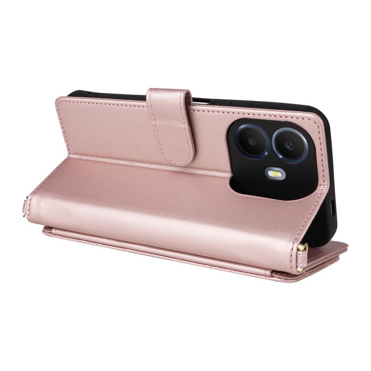 For TCL K70 Power / K70 4G Multifunctional 6-Card Slots Leather Phone Case with Wrist Strap