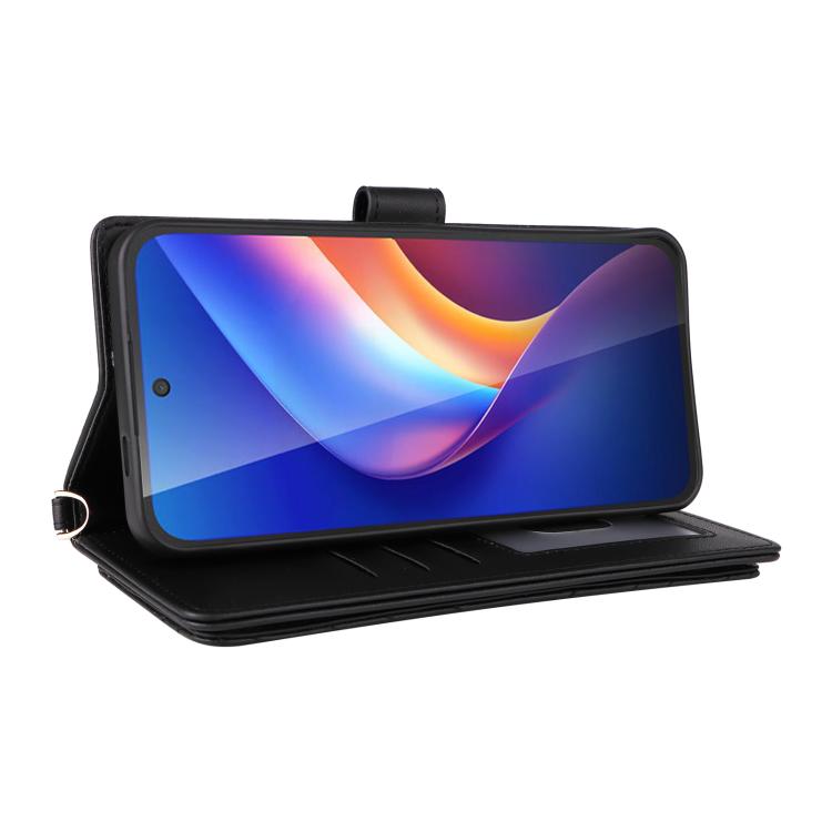 For TCL K70 Power / K70 4G Multifunctional 6-Card Slots Leather Phone Case with Wrist Strap