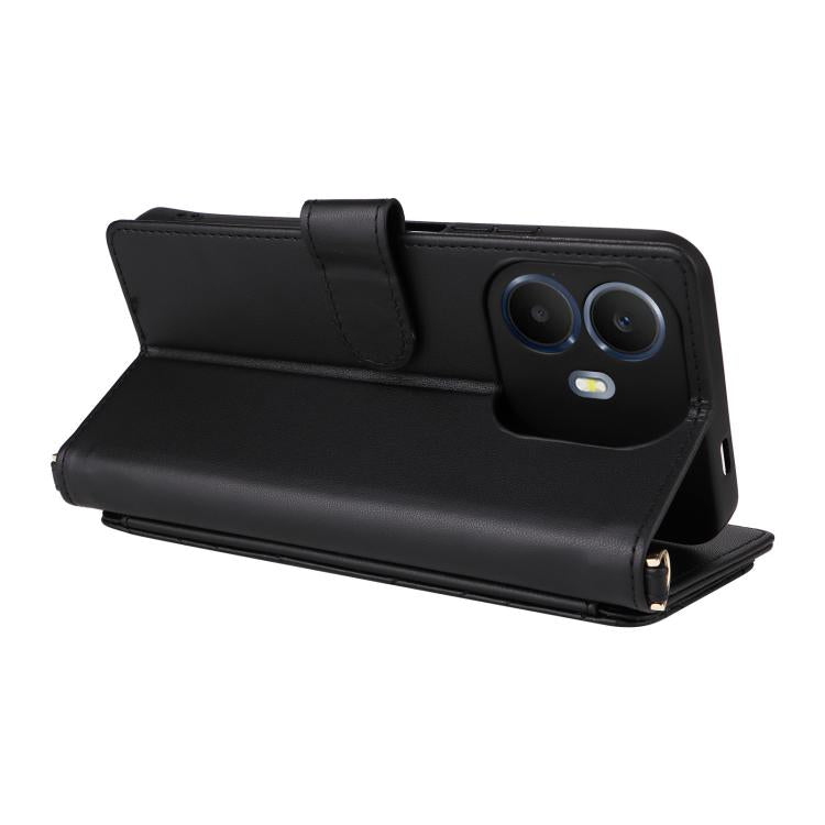 For TCL K70 Power / K70 4G Multifunctional 6-Card Slots Leather Phone Case with Wrist Strap