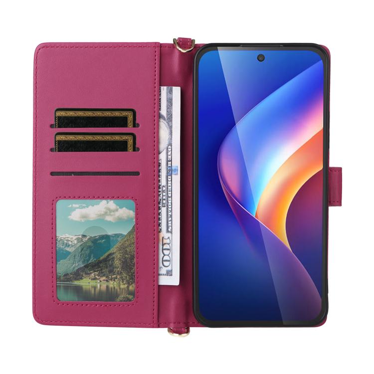 For TCL K70 Power / K70 4G Multifunctional 6-Card Slots Leather Phone Case with Wrist Strap