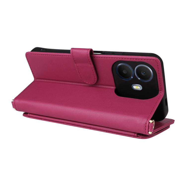 For TCL K70 Power / K70 4G Multifunctional 6-Card Slots Leather Phone Case with Wrist Strap
