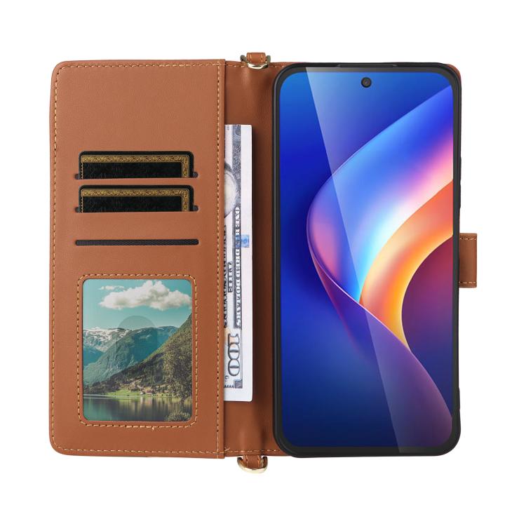For TCL K70 Power / K70 4G Multifunctional 6-Card Slots Leather Phone Case with Wrist Strap