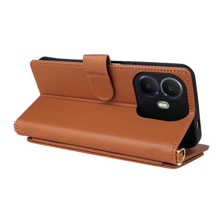 For TCL K70 Power / K70 4G Multifunctional 6-Card Slots Leather Phone Case with Wrist Strap