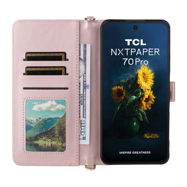 For TCL NxtPaper 70 Pro 5G Multifunctional 6-Card Slots Leather Phone Case with Wrist Strap