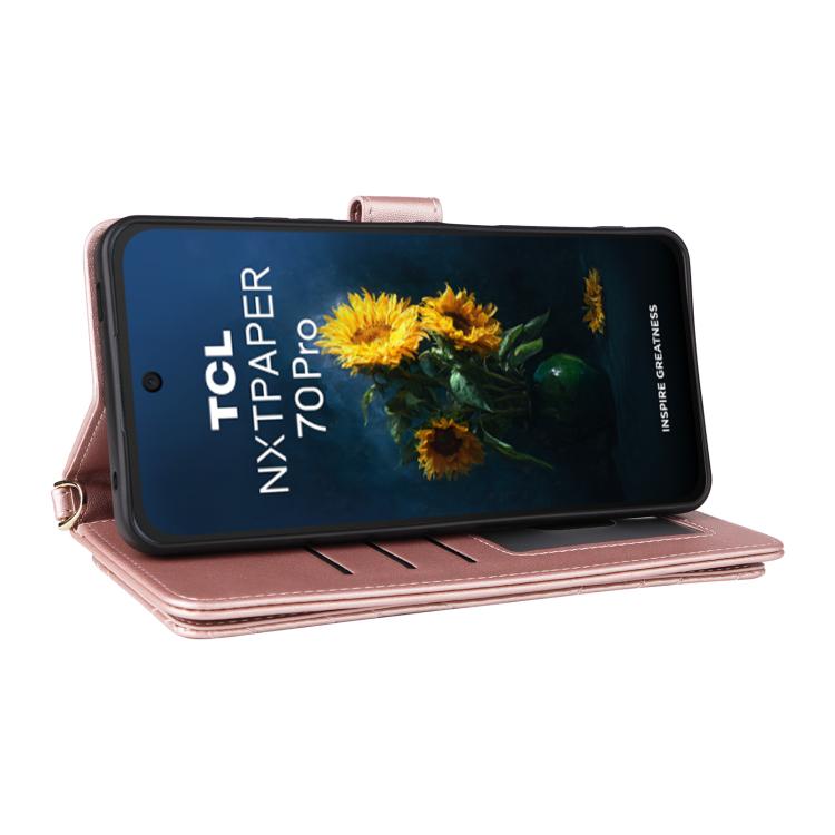 For TCL NxtPaper 70 Pro 5G Multifunctional 6-Card Slots Leather Phone Case with Wrist Strap
