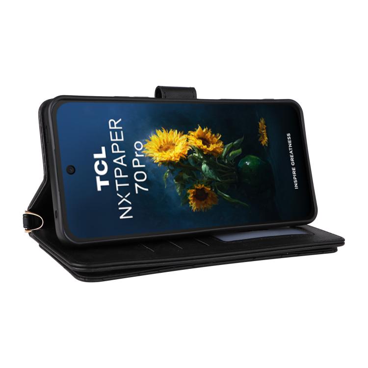 For TCL NxtPaper 70 Pro 5G Multifunctional 6-Card Slots Leather Phone Case with Wrist Strap