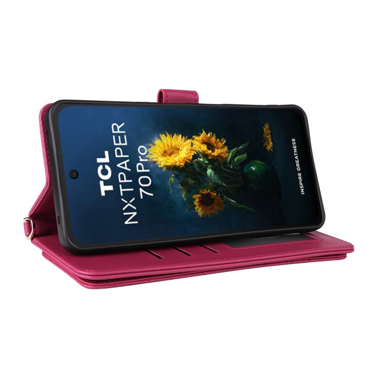For TCL NxtPaper 70 Pro 5G Multifunctional 6-Card Slots Leather Phone Case with Wrist Strap