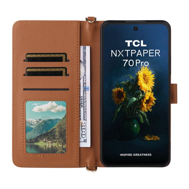 For TCL NxtPaper 70 Pro 5G Multifunctional 6-Card Slots Leather Phone Case with Wrist Strap