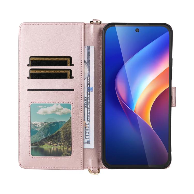 For TCL K70 5G Multifunctional 6-Card Slots Leather Phone Case with Wrist Strap
