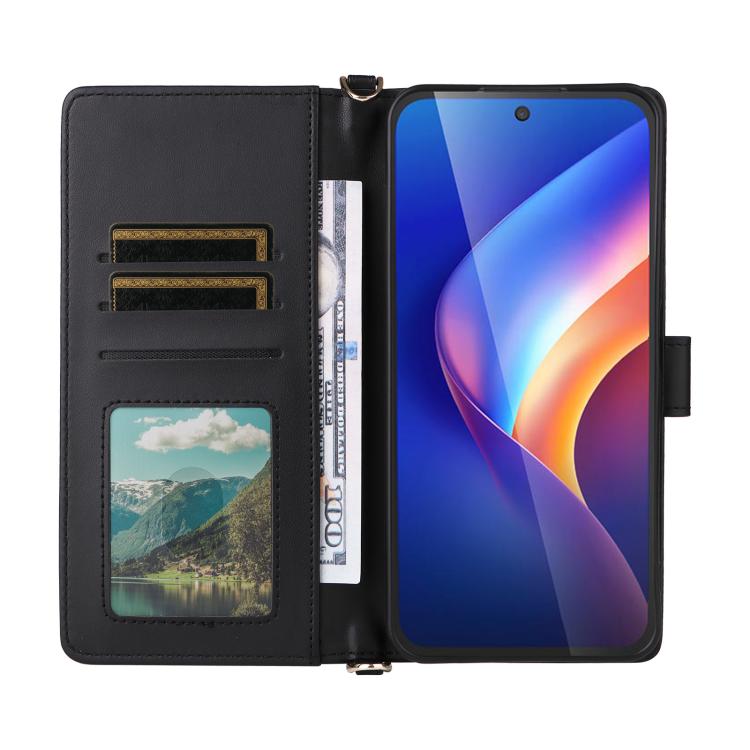 For TCL K70 5G Multifunctional 6-Card Slots Leather Phone Case with Wrist Strap