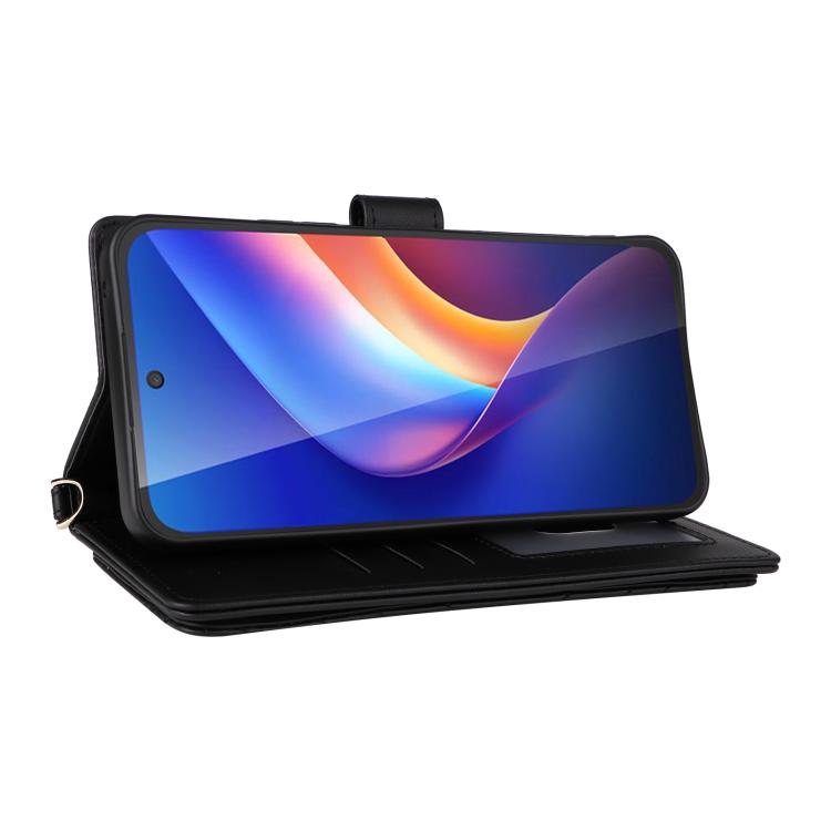 For TCL K70 5G Multifunctional 6-Card Slots Leather Phone Case with Wrist Strap