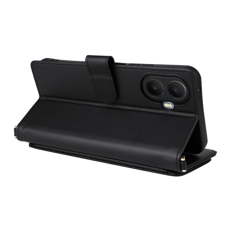 For TCL K70 5G Multifunctional 6-Card Slots Leather Phone Case with Wrist Strap
