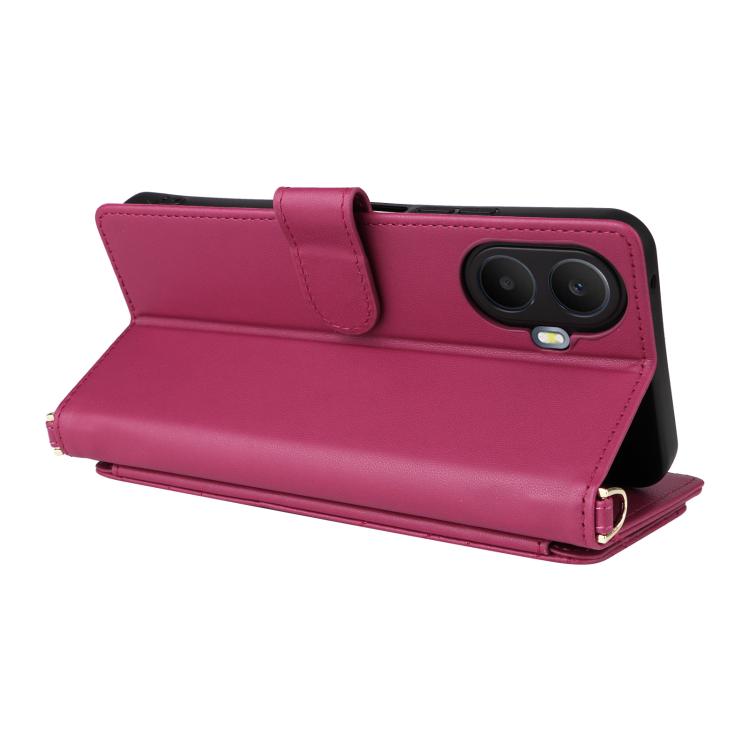 For TCL K70 5G Multifunctional 6-Card Slots Leather Phone Case with Wrist Strap