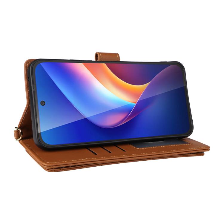 For TCL K70 5G Multifunctional 6-Card Slots Leather Phone Case with Wrist Strap