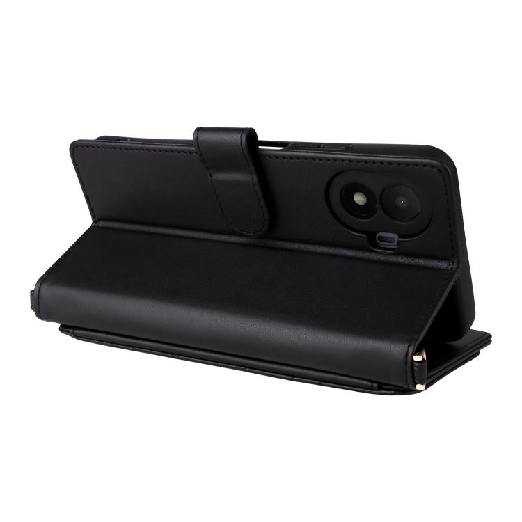 For TCL K70 SE 4G Multifunctional 6-Card Slots Leather Phone Case with Wrist Strap