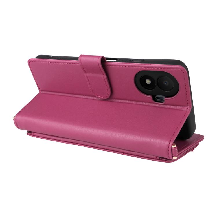 For TCL K70 SE 4G Multifunctional 6-Card Slots Leather Phone Case with Wrist Strap