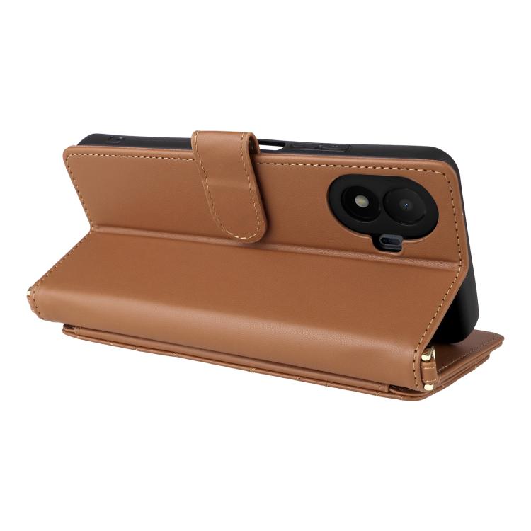 For TCL K70 SE 4G Multifunctional 6-Card Slots Leather Phone Case with Wrist Strap