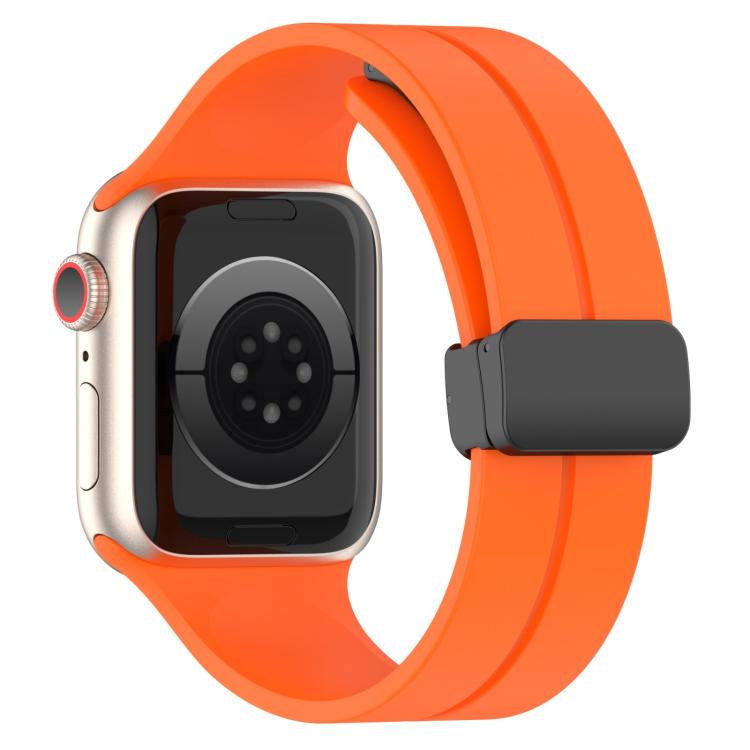 For Apple Watch 46mm / 49mm / 45mm / 44mm xDfind Solid Color Magnetic Buckle Silicone Watch Band