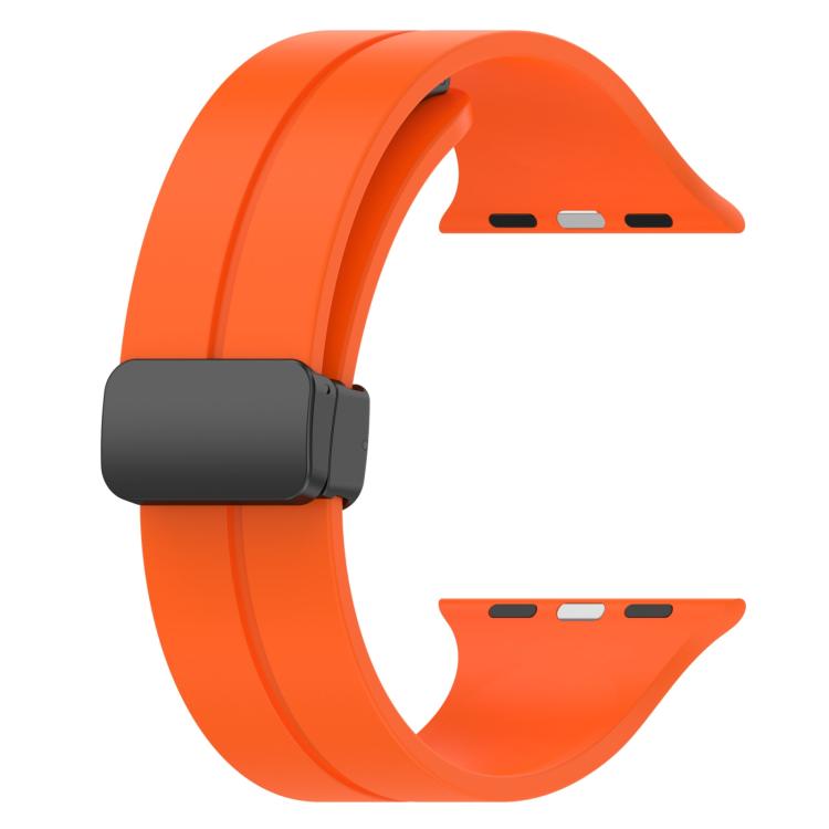 For Apple Watch 46mm / 49mm / 45mm / 44mm xDfind Solid Color Magnetic Buckle Silicone Watch Band