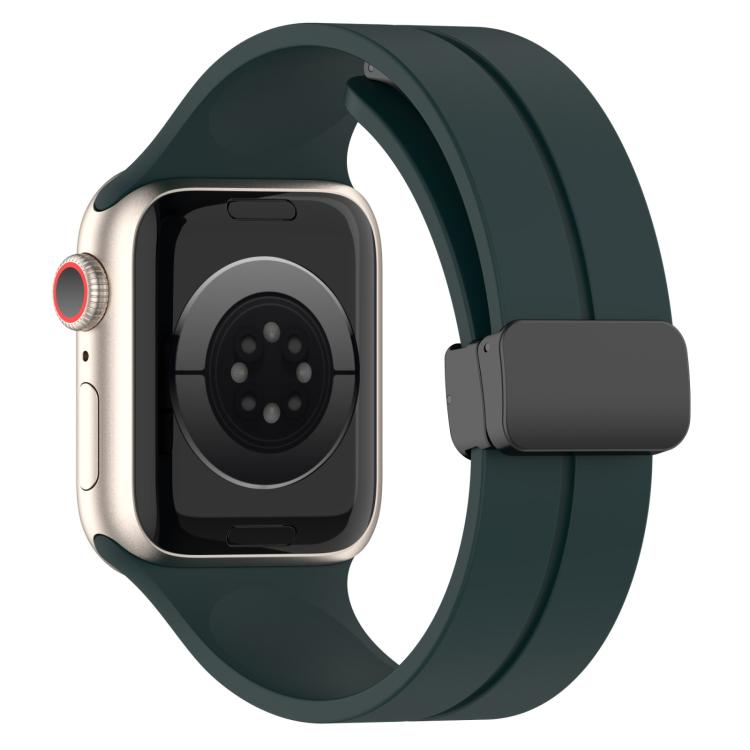 For Apple Watch 46mm / 49mm / 45mm / 44mm xDfind Solid Color Magnetic Buckle Silicone Watch Band