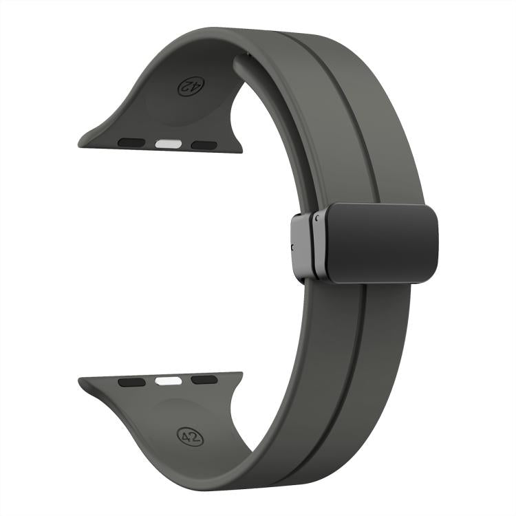 For Apple Watch 46mm / 49mm / 45mm / 44mm xDfind Solid Color Magnetic Buckle Silicone Watch Band