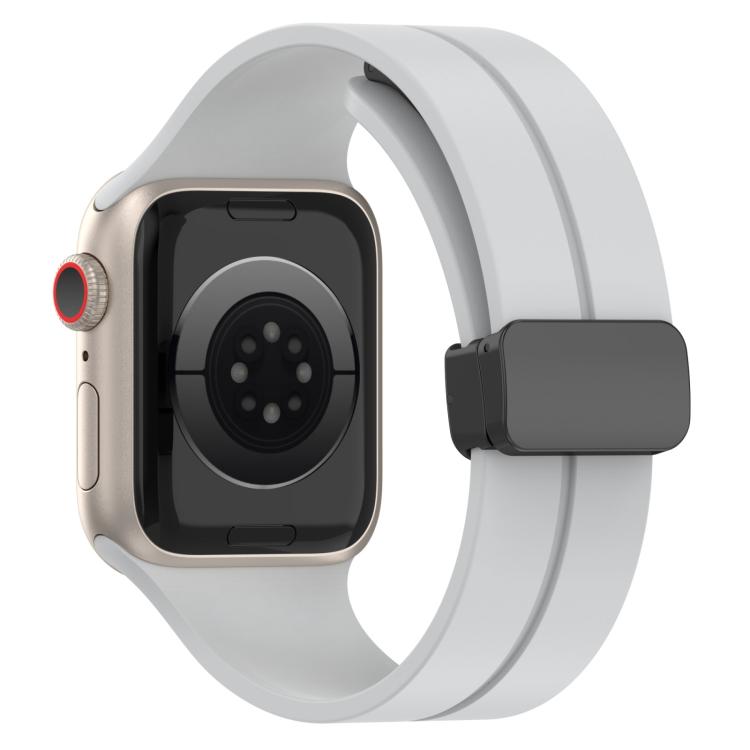 For Apple Watch 46mm / 49mm / 45mm / 44mm xDfind Solid Color Magnetic Buckle Silicone Watch Band
