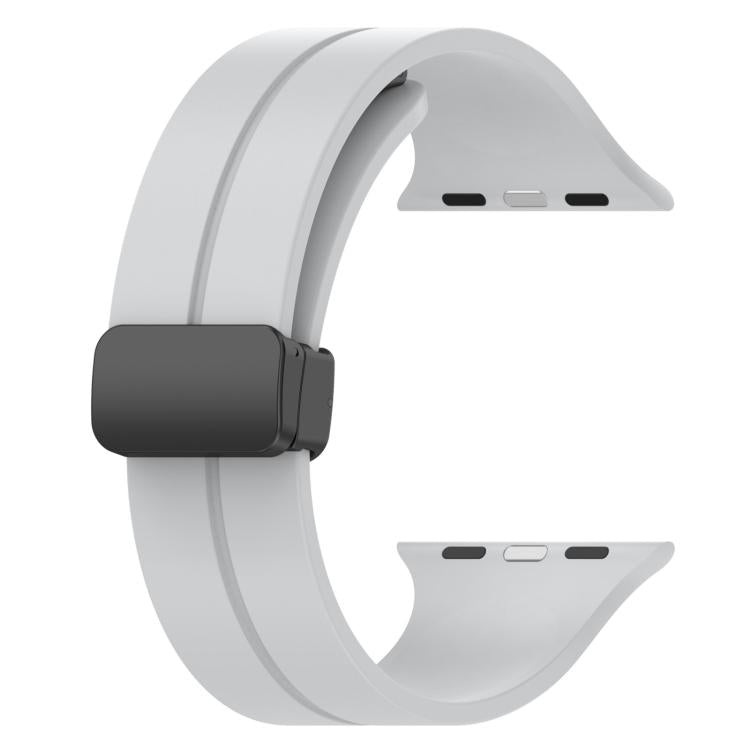 For Apple Watch 46mm / 49mm / 45mm / 44mm xDfind Solid Color Magnetic Buckle Silicone Watch Band