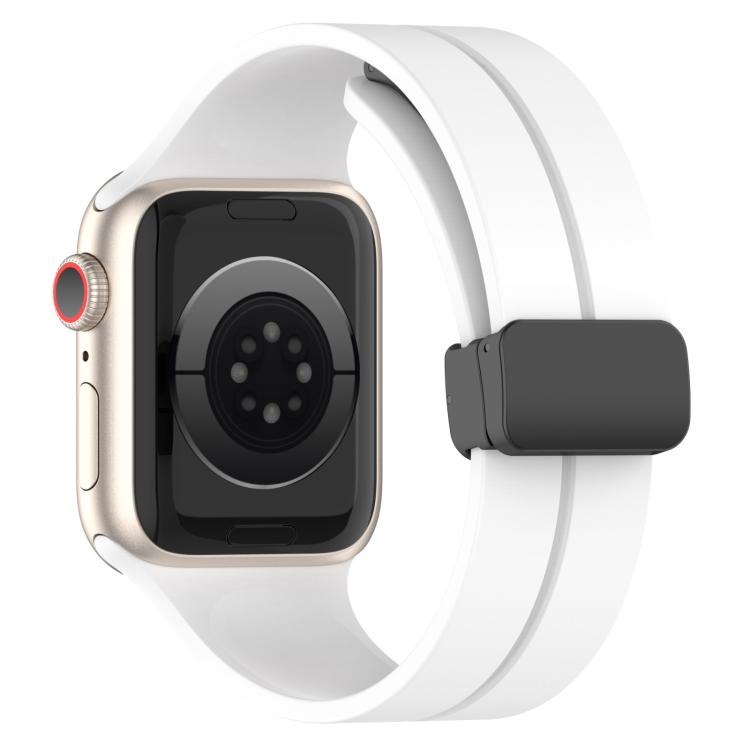 For Apple Watch 46mm / 49mm / 45mm / 44mm xDfind Solid Color Magnetic Buckle Silicone Watch Band