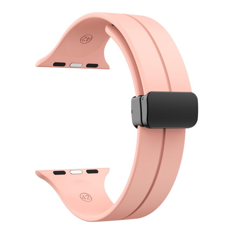 For Apple Watch 46mm / 49mm / 45mm / 44mm xDfind Solid Color Magnetic Buckle Silicone Watch Band