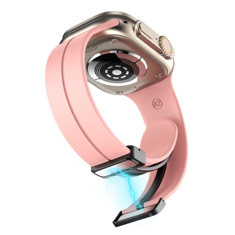 For Apple Watch 46mm / 49mm / 45mm / 44mm xDfind Solid Color Magnetic Buckle Silicone Watch Band