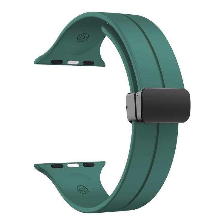 For Apple Watch 46mm / 49mm / 45mm / 44mm xDfind Solid Color Magnetic Buckle Silicone Watch Band