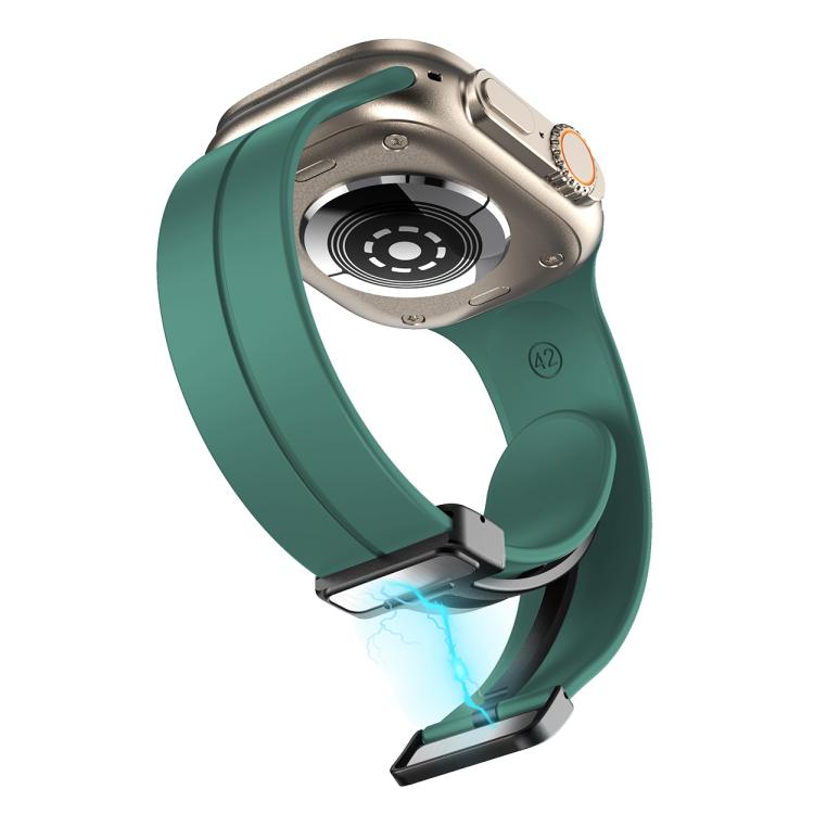 For Apple Watch 46mm / 49mm / 45mm / 44mm xDfind Solid Color Magnetic Buckle Silicone Watch Band