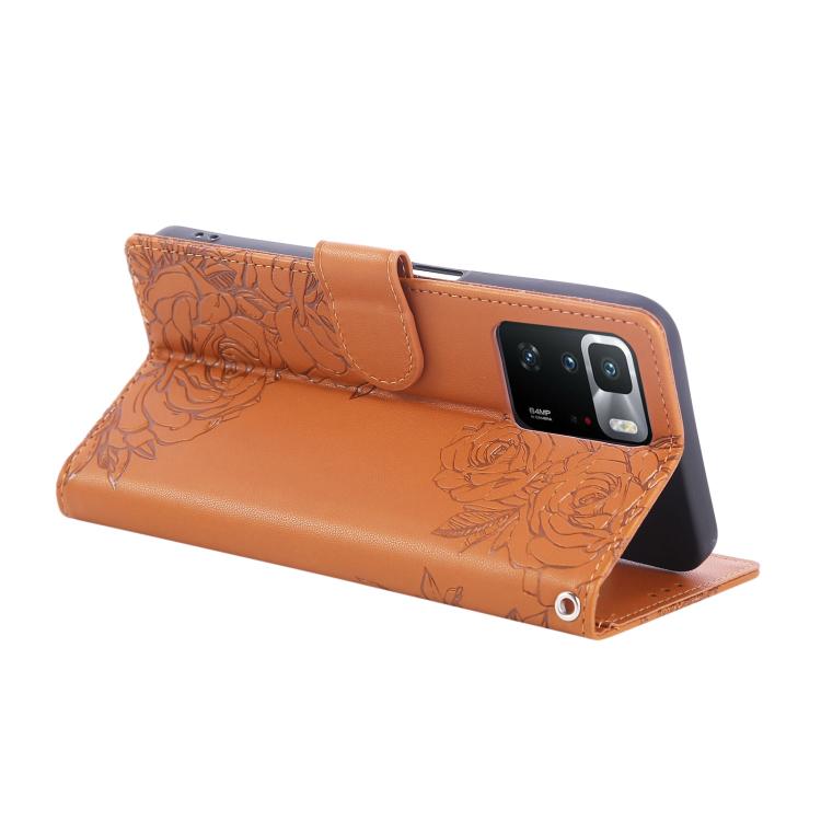 For Xiaomi Poco X3 GT Rose Flower Embossed 3-Card Slots Leather Phone Case