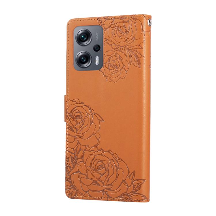 For Xiaomi Poco X4 GT Rose Flower Embossed 3-Card Slots Leather Phone Case