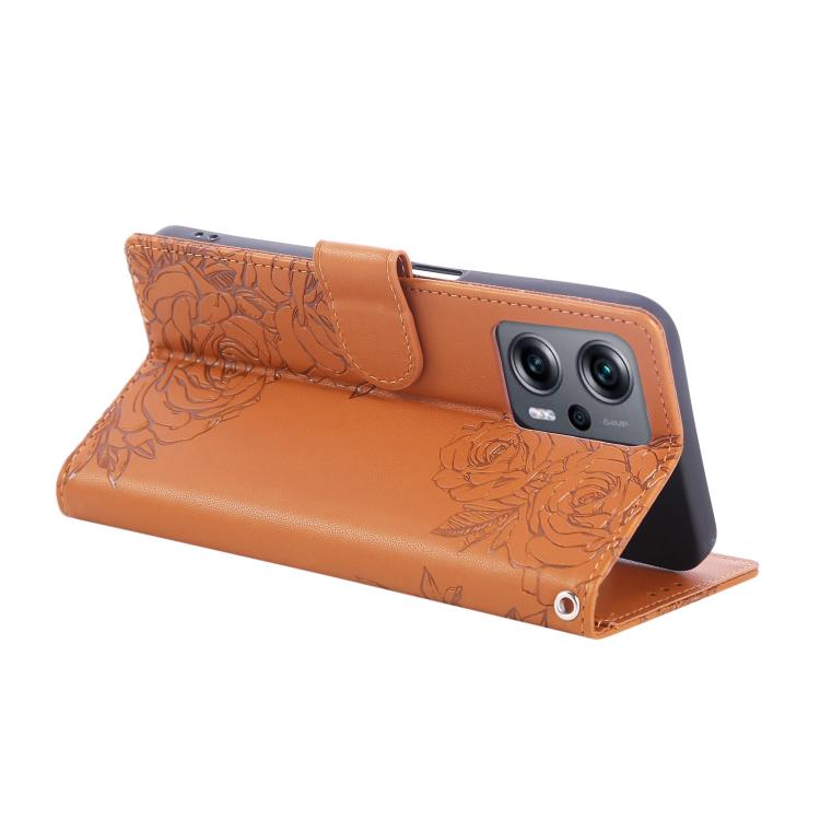 For Xiaomi Poco X4 GT Rose Flower Embossed 3-Card Slots Leather Phone Case