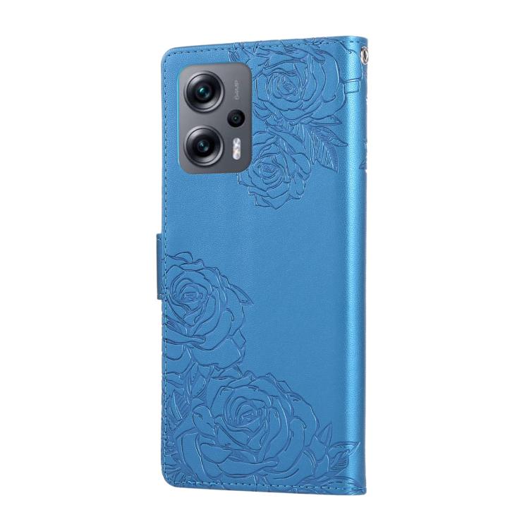 For Xiaomi Poco X4 GT Rose Flower Embossed 3-Card Slots Leather Phone Case