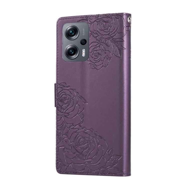 For Xiaomi Poco X4 GT Rose Flower Embossed 3-Card Slots Leather Phone Case