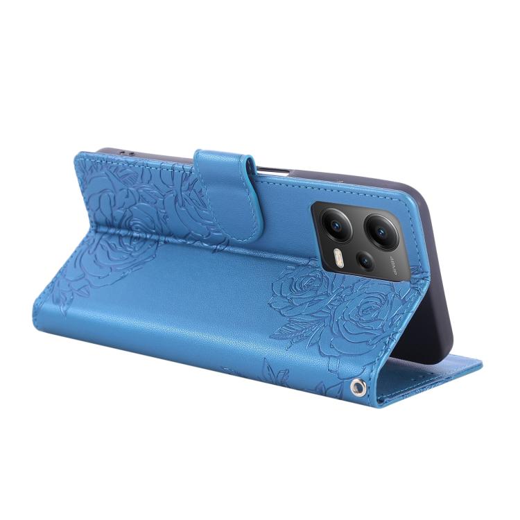 For Xiaomi Poco X5 Rose Flower Embossed 3-Card Slots Leather Phone Case