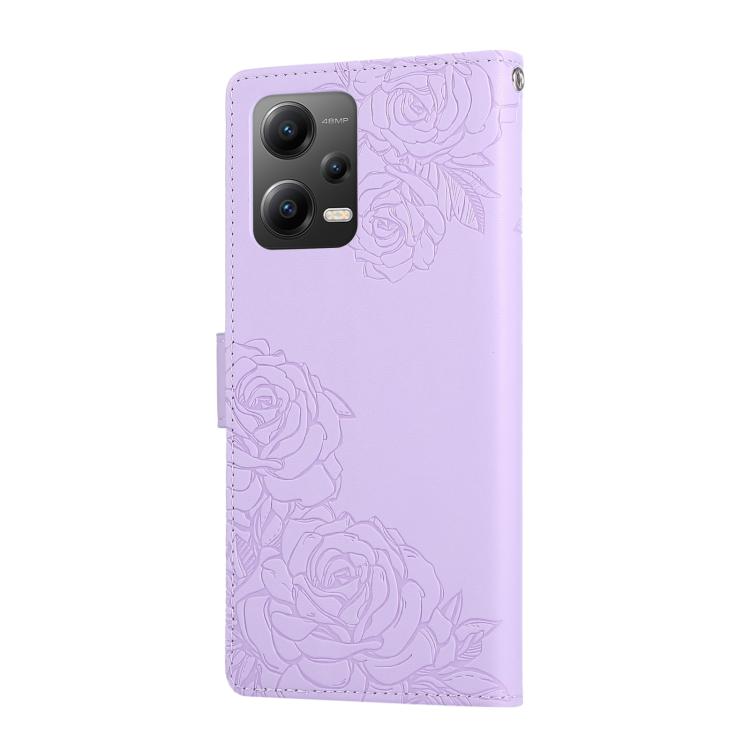 For Xiaomi Poco X5 Rose Flower Embossed 3-Card Slots Leather Phone Case