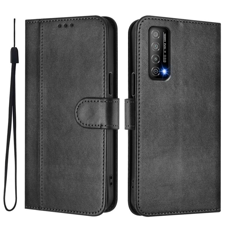 For Huawei Enjoy 20 SE / Huawei P Smart 2021 Line Splicing Buckle Retro Leather Phone Case