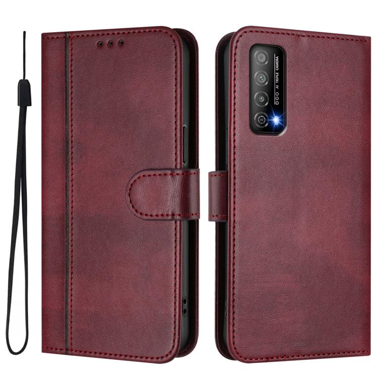 For Huawei Enjoy 20 SE / Huawei P Smart 2021 Line Splicing Buckle Retro Leather Phone Case