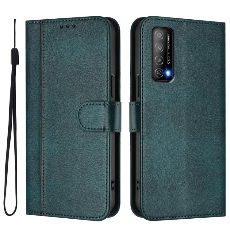For Huawei Enjoy 20 SE / Huawei P Smart 2021 Line Splicing Buckle Retro Leather Phone Case