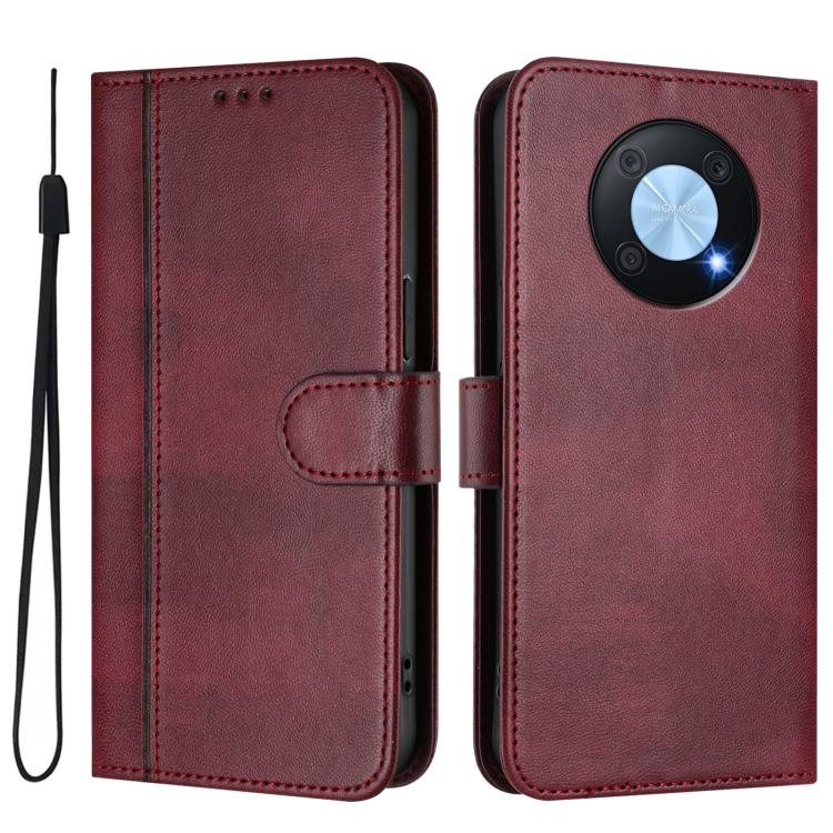 For Huawei Enjoy 50 Pro / Huawei Nova Y90 Line Splicing Buckle Retro Leather Phone Case